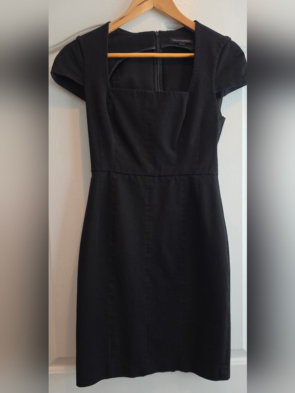 Banana Republic Black Midi Dress with Square Neck